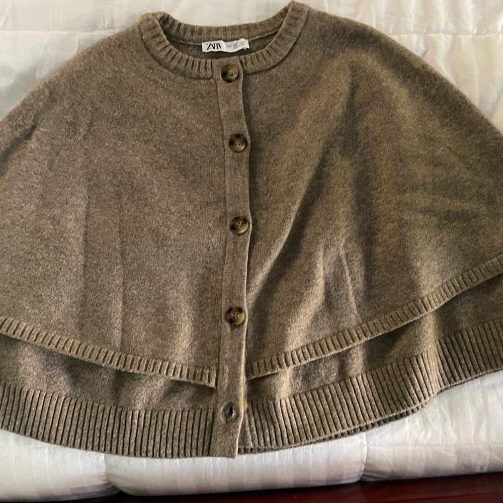 NWOT Zara Taupe Women's Cape Cardigan